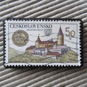 アップサイクル　チェコスロバキア　切手ブローチ1263の画像