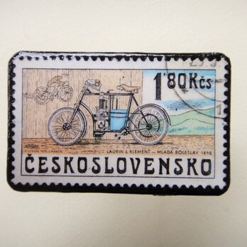 アップサイクル　チェコスロバキア　切手ブローチ1264の画像