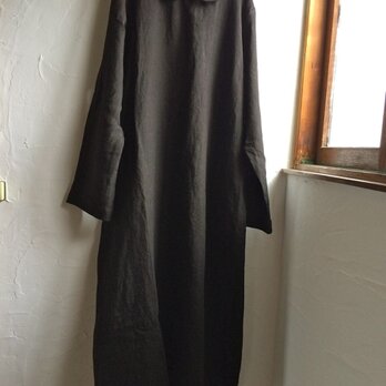 甲斐田恵　さま ご予約品　リネン丸襟ワンピース　ブラック　の画像