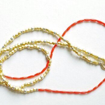 ヴィンテージビーズ＆真鍮ネックレス（ブレスレット使い可能）