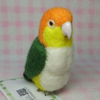 シロハラインコ mini♪☆マグネット/ブローチどちらか選択 羊毛フェルト　受注作成の画像