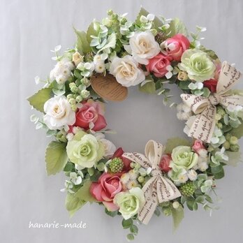 Rose rose wreath:Vanilla,green&red　の画像