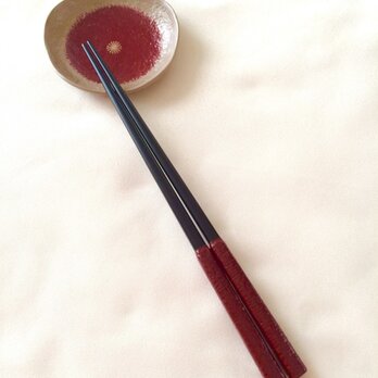 《再販》漆の塗り箸(布目・朱)