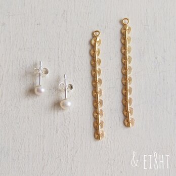 【受注制作】 Pearl ピアス w/ Gold Charmの画像