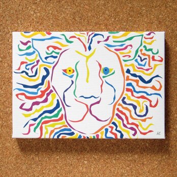絵画　イラスト　アート　パネル　ライオン　獅子　LION　白　SM-01の画像