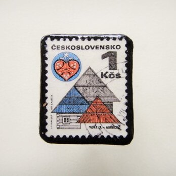 　チェコスロバキア　切手ブローチ1290の画像
