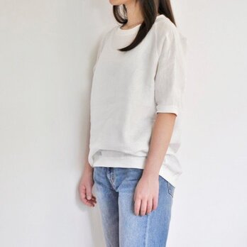 リブ付リネンラグランスリーブＴシャツ＜ホワイト＞