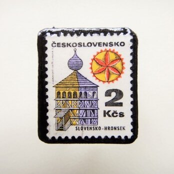 　チェコスロバキア　切手ブローチ1291の画像