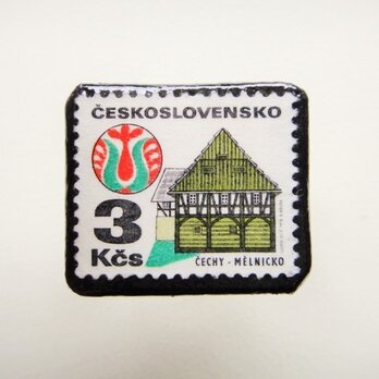 　チェコスロバキア　切手ブローチ1292の画像
