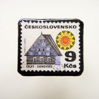 　チェコスロバキア　切手ブローチ1295の画像