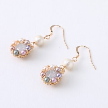 SWAROVSKI®crystal bijou×cotton pearl pierce＆earring（pastel）の画像