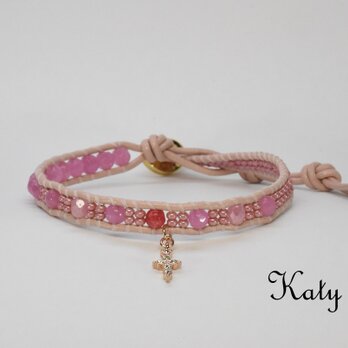 パープルカラージェードのラップブレスレット 538