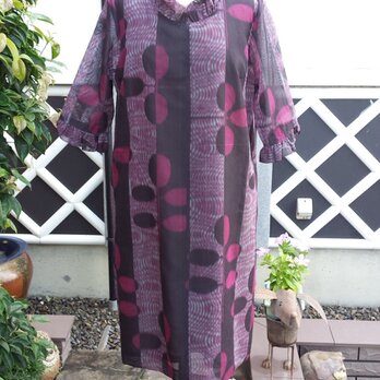 　着物リメイク　古布　手作り　紗のワンピース(正絹)の画像