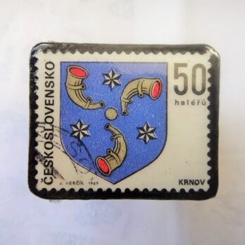 アップサイクル　チェコスロバキア　切手ブローチ1312の画像