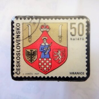 アップサイクル　チェコスロバキア　切手ブローチ1313の画像