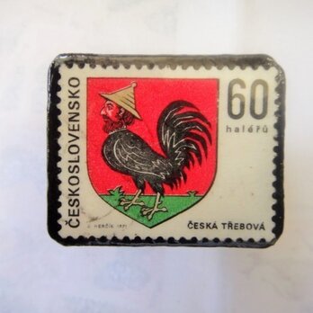 アップサイクル　チェコスロバキア　切手ブローチ1315の画像