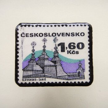 アップサイクル　チェコスロバキア　切手ブローチ1317の画像