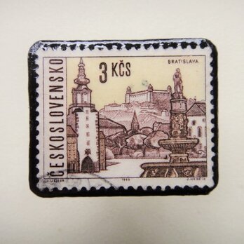 アップサイクル　チェコスロバキア　切手ブローチ1318の画像