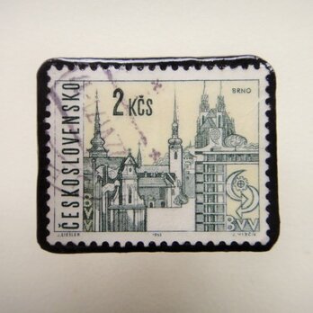 アップサイクル　チェコスロバキア　切手ブローチ1320の画像