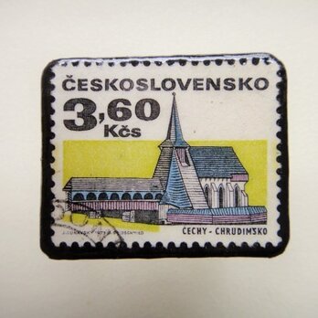 アップサイクル　チェコスロバキア　切手ブローチ1321の画像