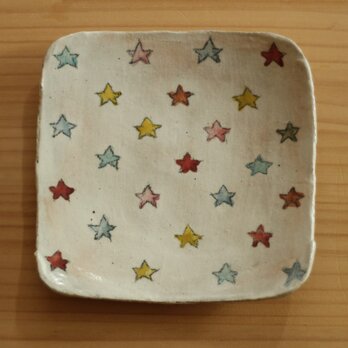 粉引きカラフル星のトースト皿。の画像