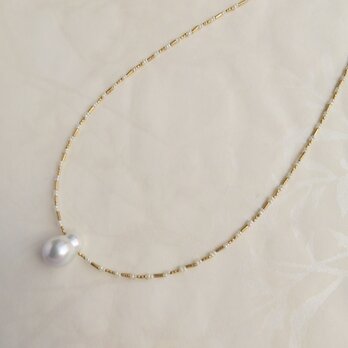Water pearl・Silver beads・South sea pearl Long necklaceの画像