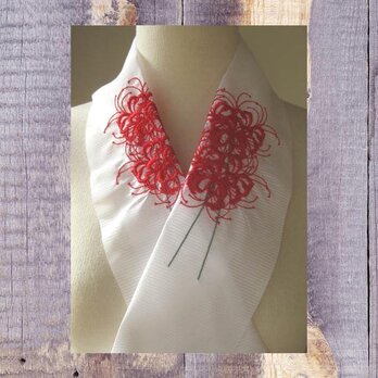 半衿・刺繍ポリ絽・曼珠沙華の画像