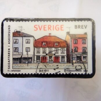スウエーデン　切手ブローチ1327の画像