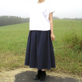 播州織コットン＊たっぷりギャザーのロングスカートの画像