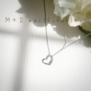 送料無料◆オープンハート～silver heart～ネックレス (シルバー色)の画像
