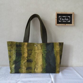 彩色帆布のトートバッグ　ちょっと横長