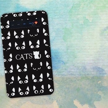 【モバイルバッテリー】黒猫　シームレスパターン　for iPhone&Androidの画像