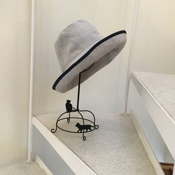パイピング亜麻色 リネン キャプリーヌ帽子 オーダー 50〜65cmの画像