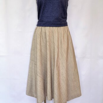 紬スカート：縞の手織り紬の画像