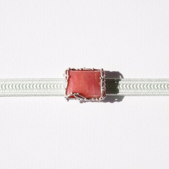薔薇輝石（ロードナイト）長方形帯留の画像