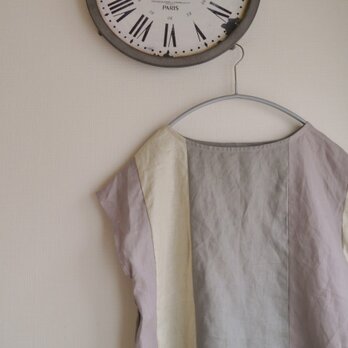 リネンパッチデザインフレンチスリーブ(淡色)