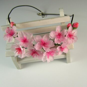 手染めの布花  さくら（桜）のネックレスの画像