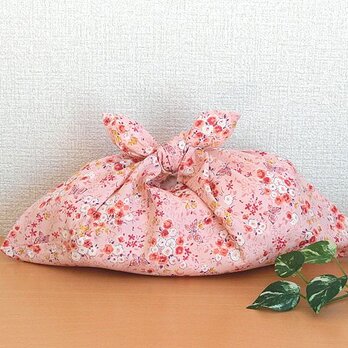 あづま袋　あずま袋　　サーモンピンク花柄　ファスナー無しのバッグのバッグインバッグにもの画像