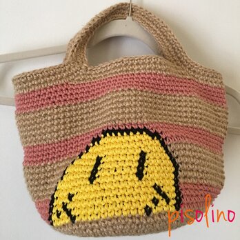 スマイル＆バンダナ柄★ボーダー かごバッグ