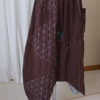 大判風呂敷から刺し子サルエルパンツ　木綿