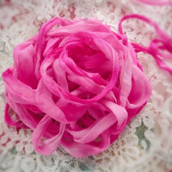 **♥Silk Chiffon Sari Ribbon Lotus Pink Ombre *Fair Trade*♥**の画像
