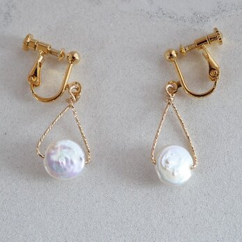 STONE Coin pearl earinngs/pierce Sの画像