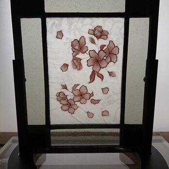 ステンドグラス絵付けパネル～桜の画像