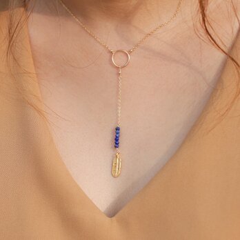 y-line ラピスラズリとフェザー ネックレス