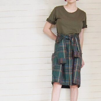 SALE kahkicheck Ｂ (ｌ) リメイクシャツワンピース