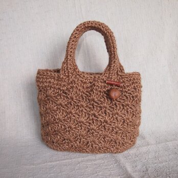 草木染め麻ひもバッグ　クルミの松編み　ミニの画像