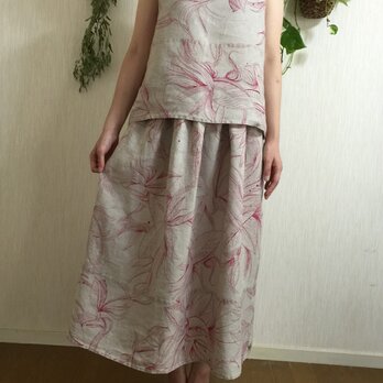 フランスアンティークリネン ギャザースカートの画像