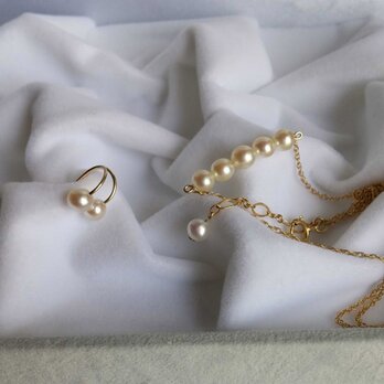 sale:284-pn/akoya baby pearl shampagne color : ネックレス＆ピアス