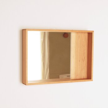 木製 箱鏡 桜材10　ミラーの画像