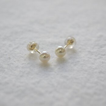 【本真珠】K18 パール ピアス 5-5.5ミリ アコヤ真珠 イエローゴールド